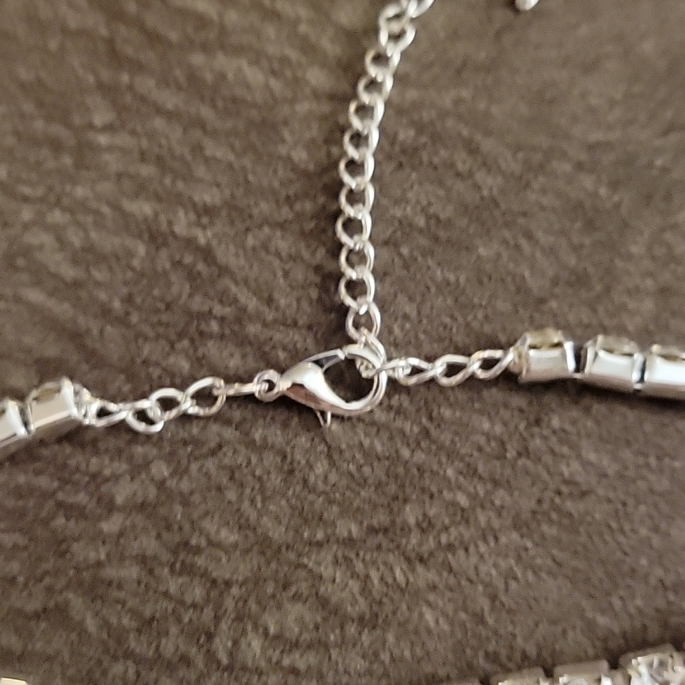 RHINESTONE Bling Dollar Sign Hip Hop Necklace Anklet Set - Picture 6 of 10
